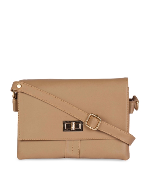 

LELYS Brown Leather Structured Sling Bag with Cut Work