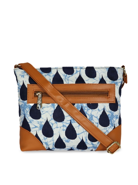 

LELYS Blue Geometric Printed PU Shopper Sling Bag with Tasselled