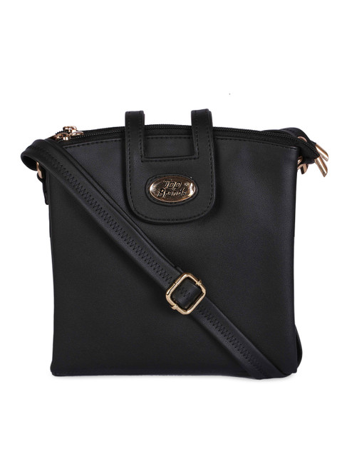 

LELYS Black Leather Structured Sling Bag