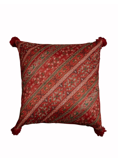 

Ritu Kumar Rust & Green Ethnic Motifs Silk Square Cushion Covers