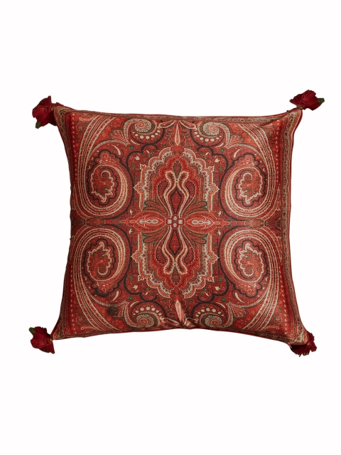 

Ritu Kumar Maroon & Black Self Design Silk Square Cushion Covers With Filler