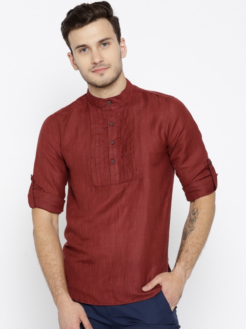 

The Indian Garage Co Men Maroon Slim Fit Short Kurta