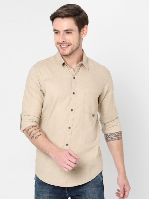 

Mufti Men Khaki Slim Fit Cotton Casual Shirt