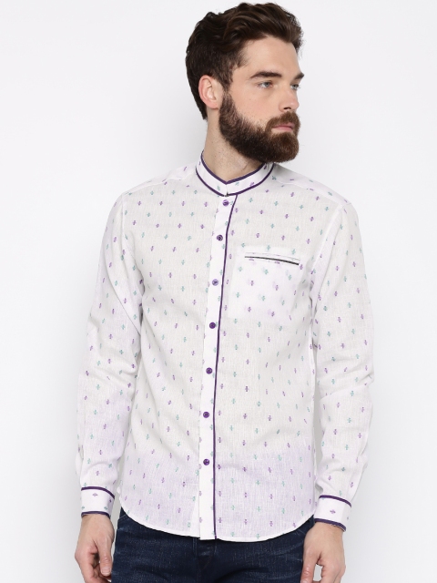 

The Indian Garage Co Men White Slim Fit Self-Design Casual Shirt