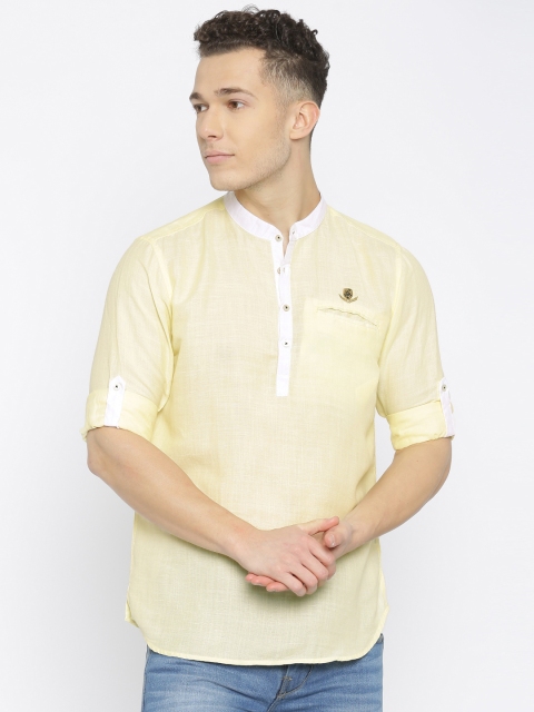 

The Indian Garage Co Men Yellow Solid Straight Kurta
