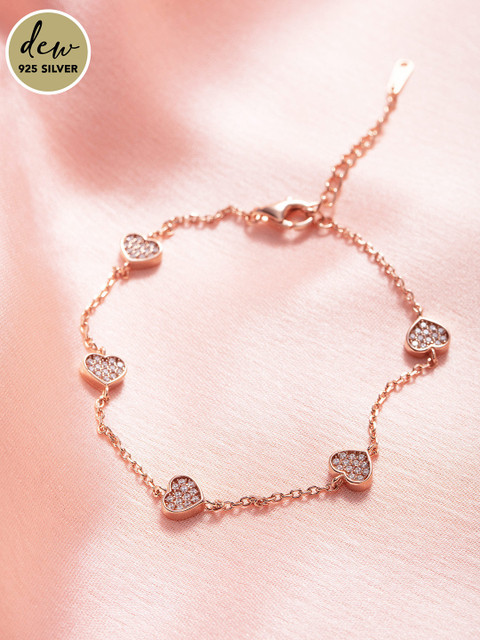 

Pipa Bella Dew By PB Sterling Silver Elegant Rose Gold Stone Studded Bracelet