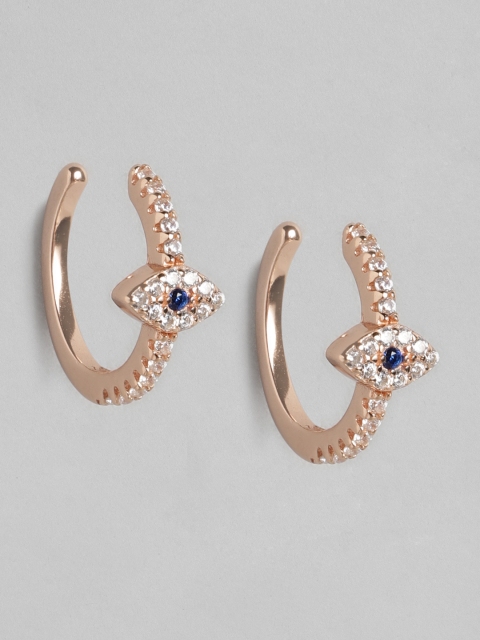 

Pipa Bella Blue & Rose Gold Plated Stone Studded Ear Cuff Earrings