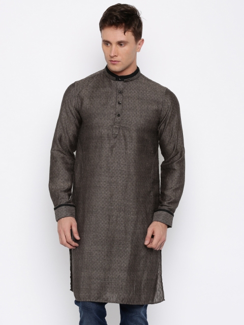 

Freehand Men Black Slim Fit Kurta, Grey