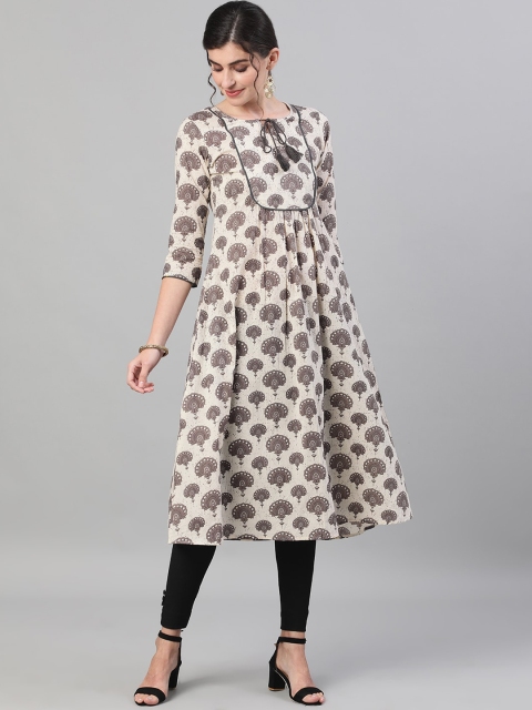 

GULMOHAR JAIPUR Women Off White Ethnic Motifs Printed Kurta