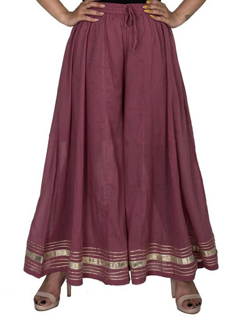 

Swasti Women Purple & Gold-Toned Printed Flared Ethnic Palazzos