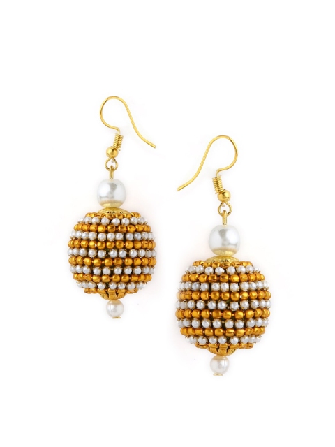 

AKSHARA Green Dome Shaped Drop Earrings