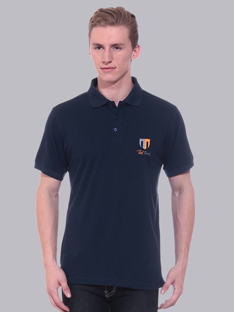 

Ted Smith Men Navy Blue Polo Collar T-shirt