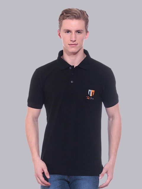 

Ted Smith Men Black Polo Collar T-shirt