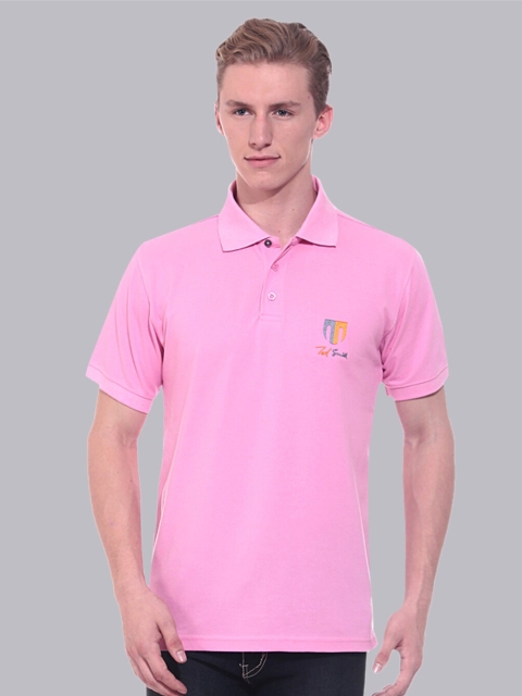 

Ted Smith Men Pink Polo Collar Cotton T-shirt