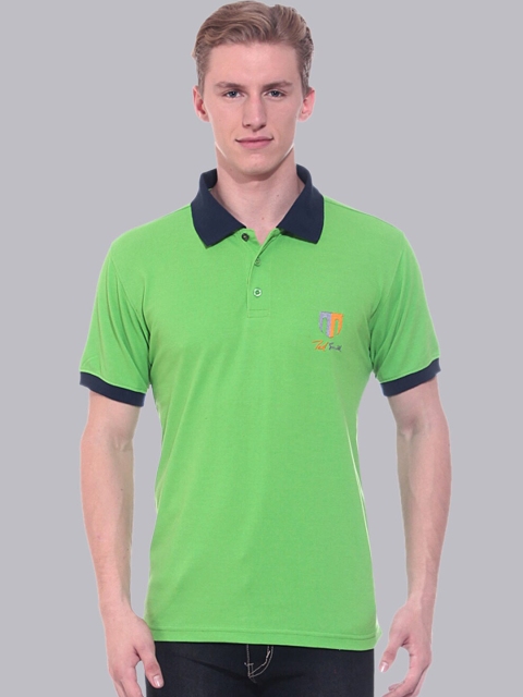 

Ted Smith Men Green Brand Logo Regular Fit Polo Collar Cotton T-shirt