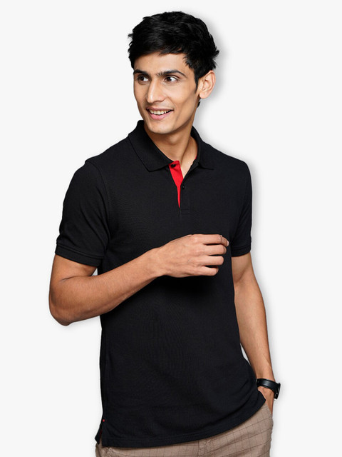 

ULTRAMATE Men Black Polo Collar T-shirt