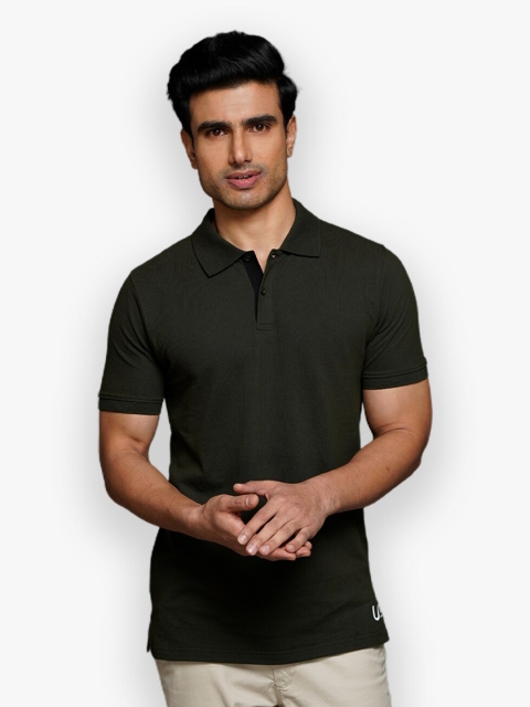 

ULTRAMATE Men Olive Green Polo Collar T-shirt