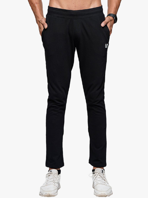 

ULTRAMATE Men Black Solid Regular-Fit Cotton Track Pants