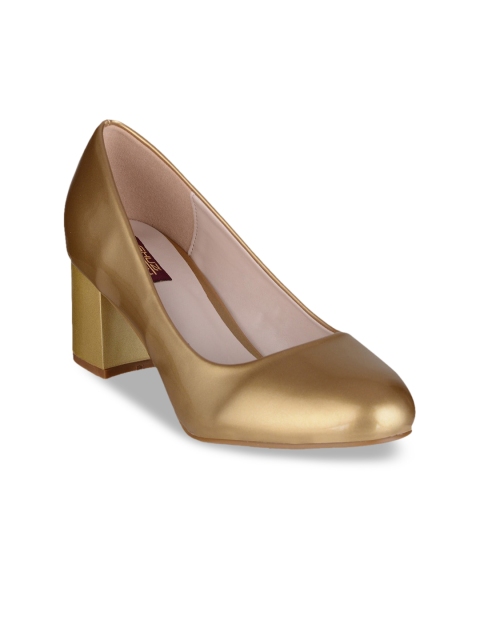 

SHUZ TOUCH Gold-Toned Block Pumps