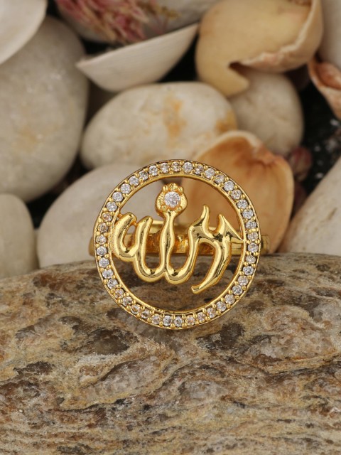 

Silgo Gold-Plated Cubic Zirconia-Studded Finger Ring