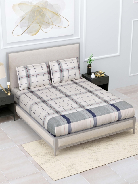 

Home Fresh Beige & Grey Geometric 120 TC King Bedsheet with 2 Pillow Covers