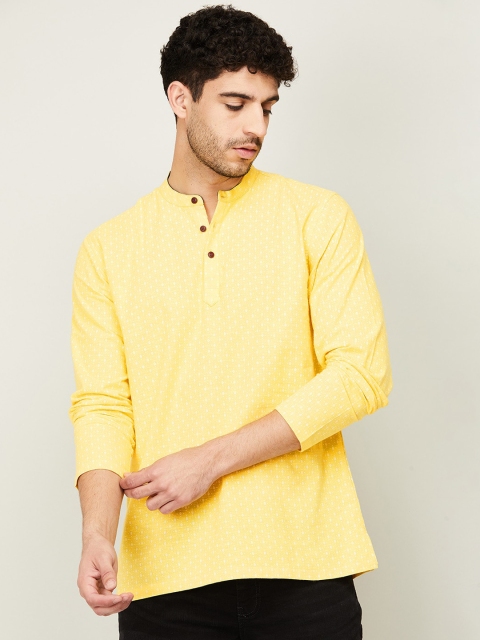 

Melange by Lifestyle Men Yellow Cotton Kurta