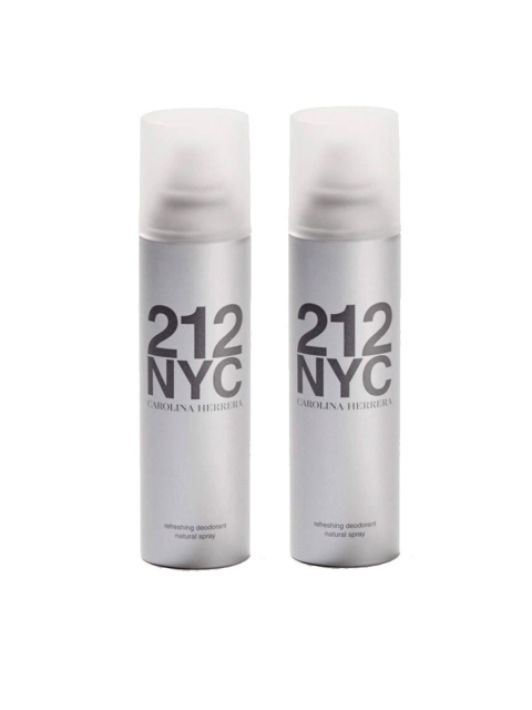 

Carolina Herrera Set of 2 Refreshing 212 NYC Deodorant Natural Spray - 150 ml Each, Silver