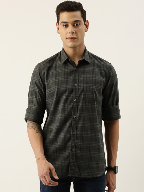 

Peter England Casuals Men Charcoal Grey Slim Fit Checked Casual Shirt