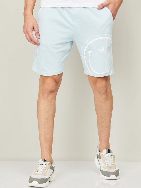 

SmileyWorld Men Blue Printed Slim Fit Cotton Shorts