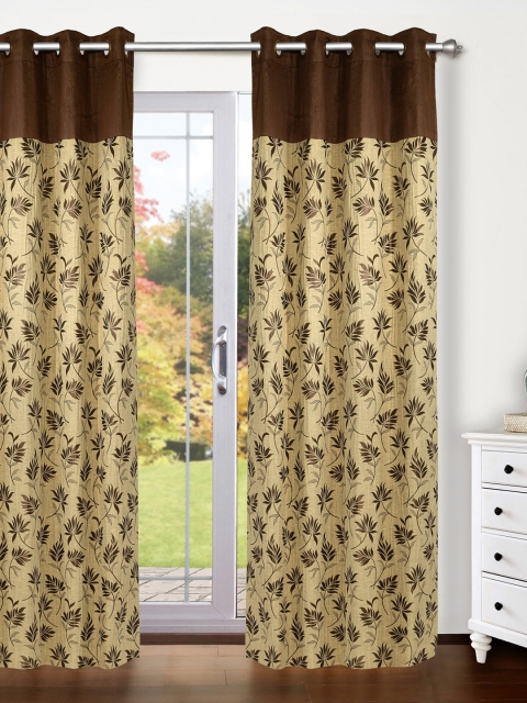

Ariana Beige & Brown Single Patterned Room Darkening Long Door Curtain