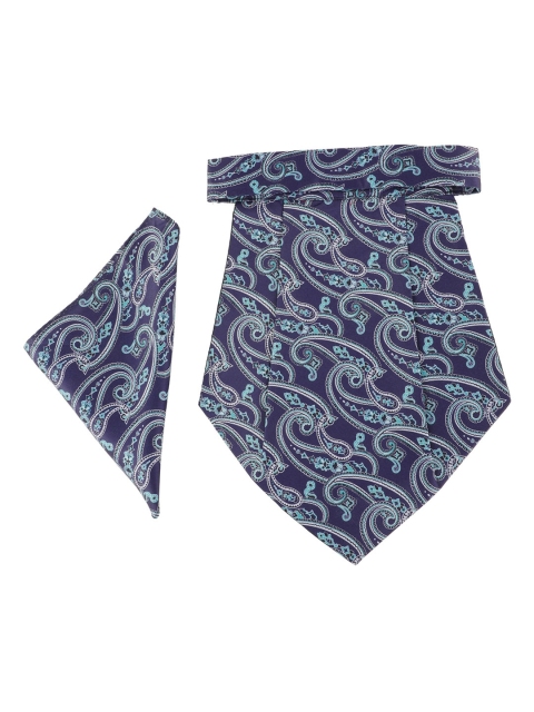 

Alvaro Castagnino Men Blue & White Printed Cravat With Pocket Square