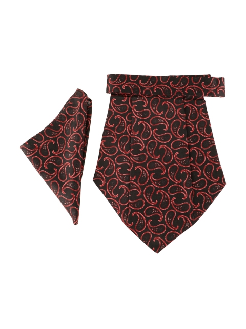 

Alvaro Castagnino Men Black & Maroon Printed Cravat With Pocket Square
