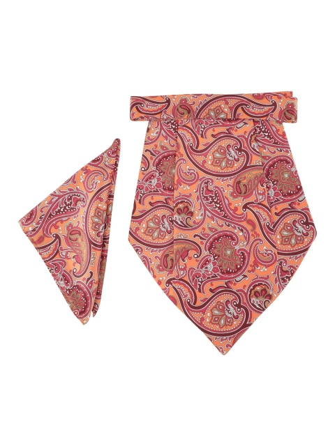 

Alvaro Castagnino Men Orange Printed Cravat With Pocket Square