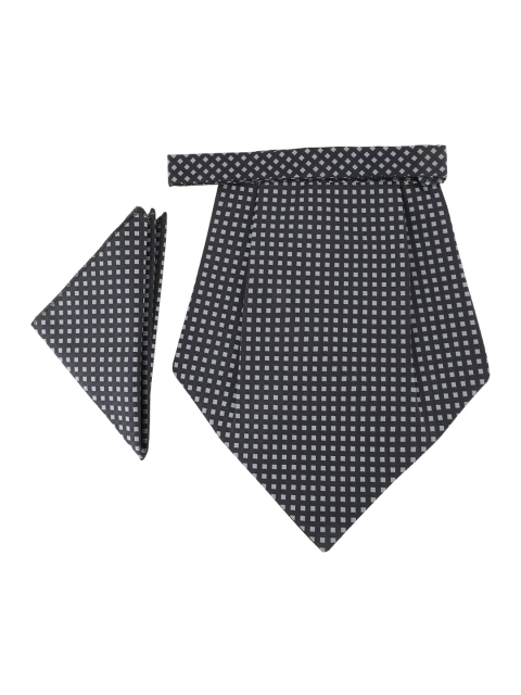 

Alvaro Castagnino Black & Grey Polka Dots Cravet with Pocket Square