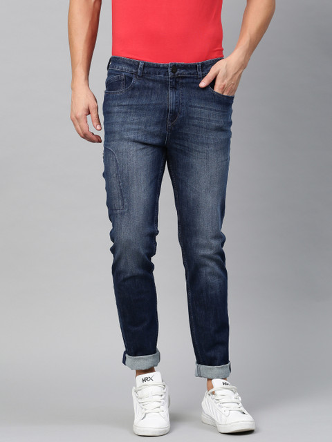 

HRX by Hrithik Roshan Men Blue Slim Tapered Fit Mid-Rise Clean Look Jeans