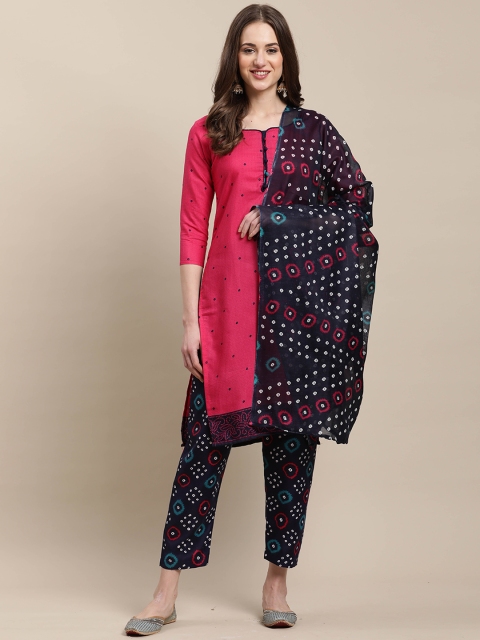 

Rajnandini Women Pink Ethnic Motifs Printed Kurta with Trousers & With Dupatta
