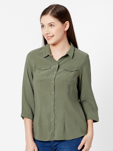 

Kraus Jeans Women Olive Green Casual Shirt