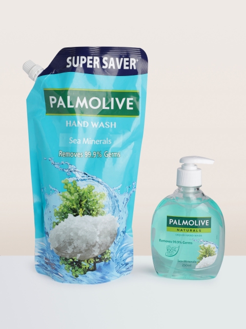 

Palmolive Set of Sea Minerals Liquid Hand Wash Dispenser Bottle 750ml & Refill Pack 250ml, Blue