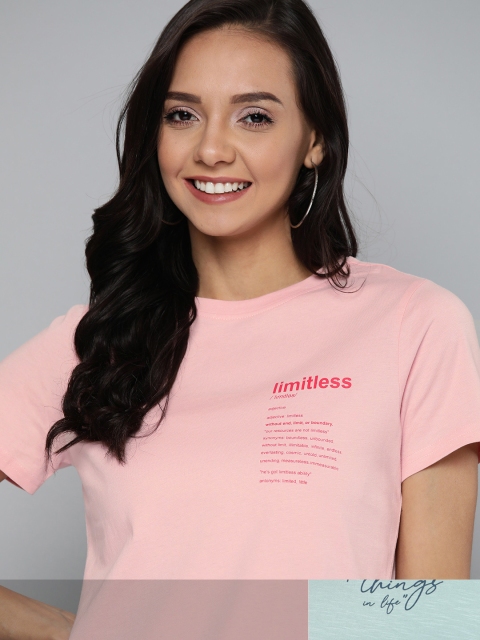

Mast & Harbour Women Pack of 2 Pure Cotton Tshirts, Pink