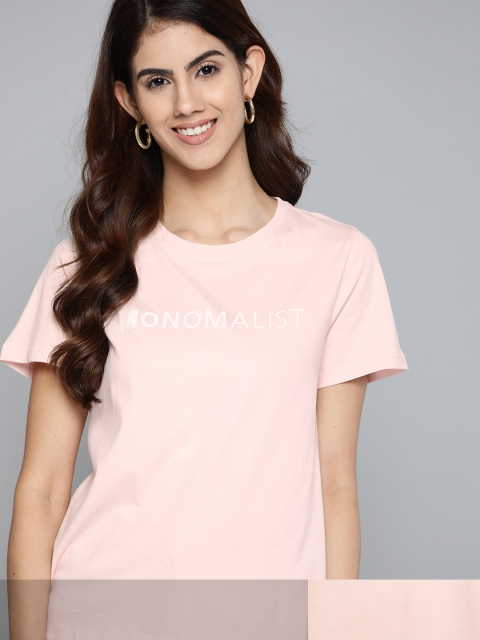 

Mast & Harbour Women Pack of 2 Pure Cotton Tshirts, Pink