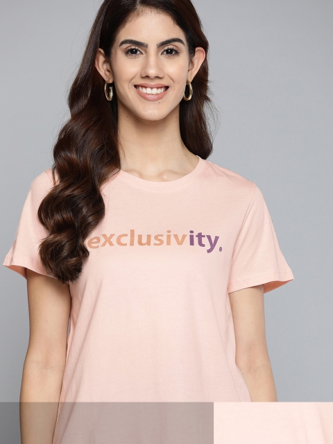 

Mast & Harbour Women Pack of 2 Pure Cotton Tshirts, Pink