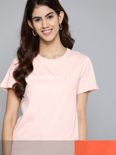 

Mast & Harbour Women Pack of 2 Pure Cotton Tshirts, Pink
