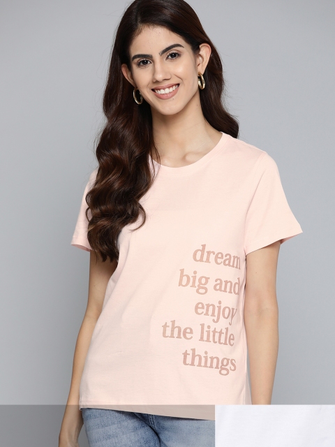 

Mast & Harbour Women Pink Typography 2 Printed T-shirt