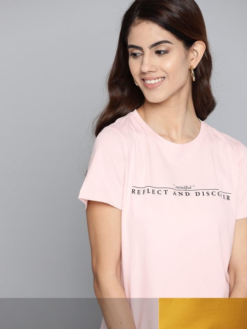 

Mast & Harbour Women Pink Typography Printed T-shirt