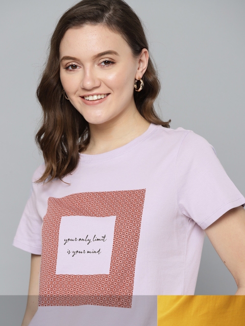 

Mast & Harbour Women Lavender Typography 2 Printed T-shirt
