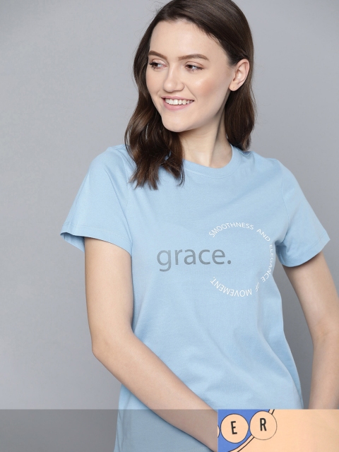 

Mast & Harbour Women Blue Typography 2 Printed T-shirt