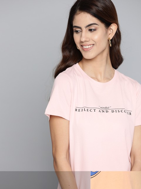 

Mast & Harbour Women Pink Typography 2 Printed T-shirt