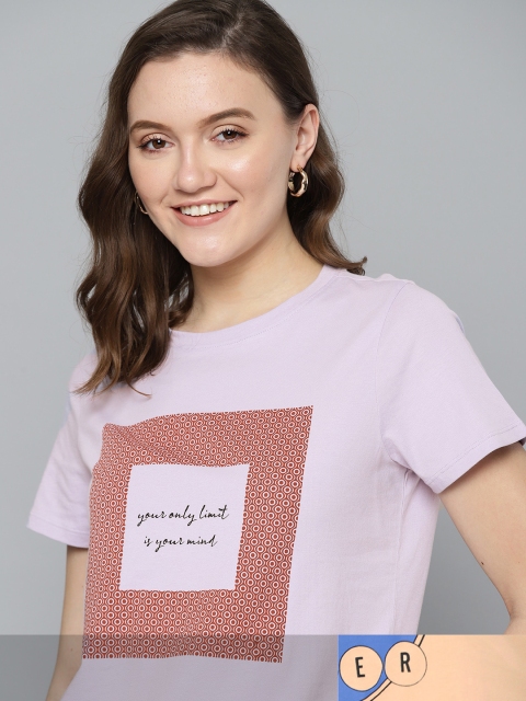

Mast & Harbour Women Pack of 2 Printed T-shirt, Lavender
