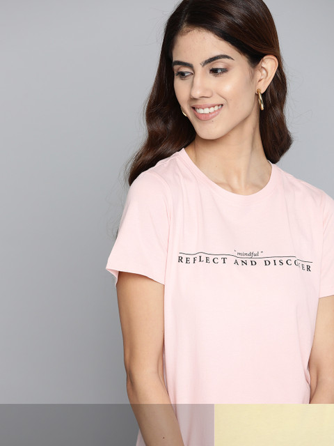 

Mast & Harbour Women Pack of 2 Printed Pure Cotton T-shirt, Pink