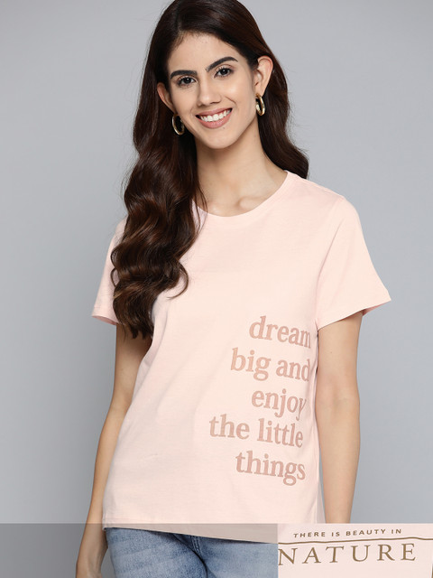 

Mast & Harbour Women Pack of 2 Cotton T-shirts, Pink